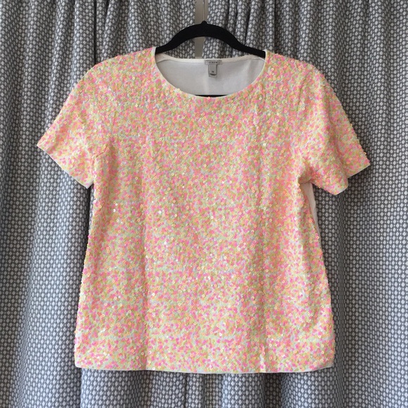 J. Crew cluster confetti pink sequin T. LIKE NEW! - Picture 5 of 8
